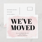 Minimalistische Chic Waterverf Blush Pink Moving Aankondigingskaart (Voorkant / Achterkant)