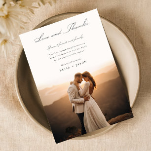 Minimalistische Chic Wedding Foto Bedankt Card
