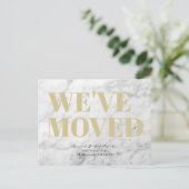 Minimalistische Chic White Marble Beweging Aankondigingskaart (Staand voorkant)