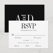 Minimalistische Chic Zwart & Wit Antwoordkaart RSVP Kaartje (Voorkant / Achterkant)