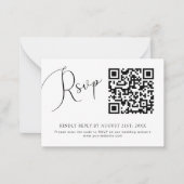 Minimalistische Chic Zwart Wit QR Code Huwelijk RS Notitiekaartje (Voorkant)