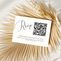 Minimalistische Chic Zwart Wit QR Code Huwelijk RS