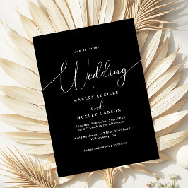 Minimalistische Chic Zwart Wit Script Wedding Kaart