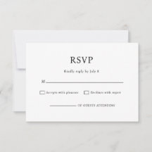 Minimalistische Chic Zwarte en Witte Huwelijks RSV