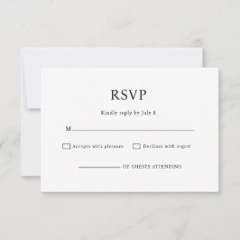 Minimalistische Chic Zwarte en Witte Huwelijks RSV RSVP Kaartje