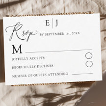 Minimalistische chic zwarte & witte script bruilof