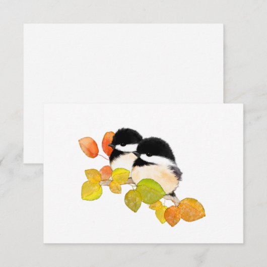 Minimalistische Chickadee Vogel Blank Notecards Bedankkaart (Voorkant / Achterkant)