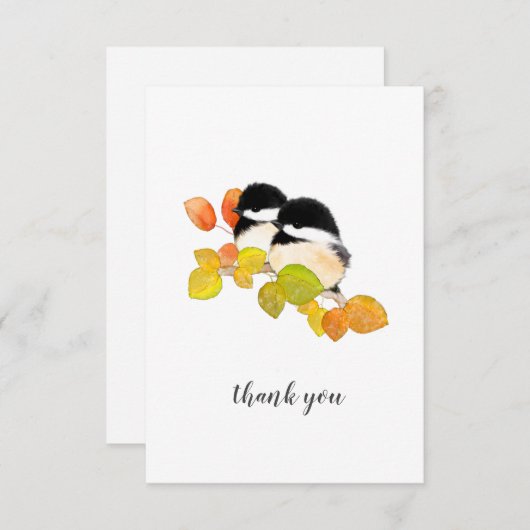 Minimalistische Chickadee Vogel Dank je Kaart (Voorkant / Achterkant)