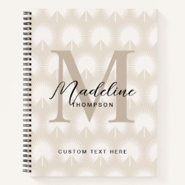 Minimalistische chique beige Anahaw-blad script mo Notitieboek