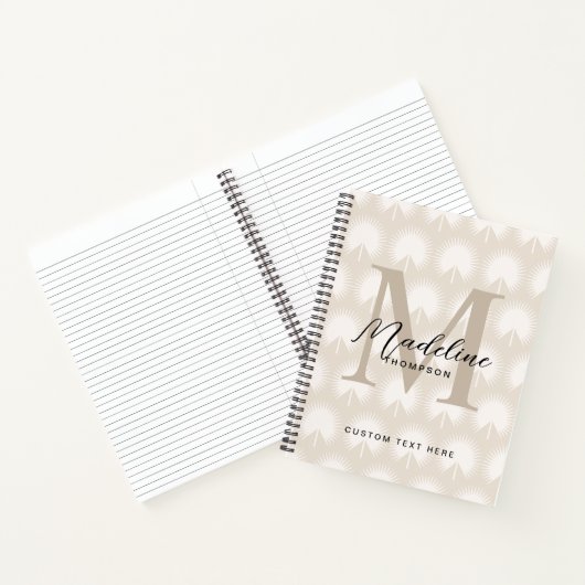 Minimalistische chique beige Anahaw-blad script mo Notitieboek (Binnen)