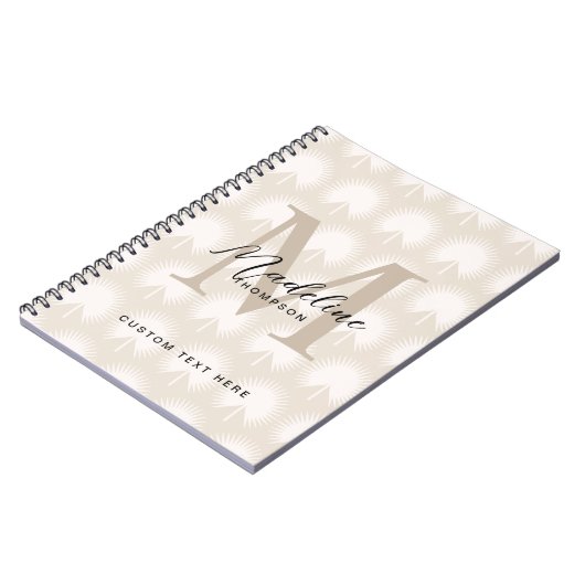 Minimalistische Chique Beige Anahaw-blad Script Mo Notitieboek (Linkerzijde)