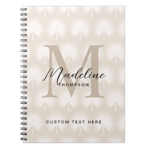 Minimalistische chique beige Anahaw-blad script mo Notitieboek
