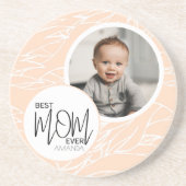 Minimalistische chique beste mam ooit roze foto zandsteen onderzetter (Voorkant)
