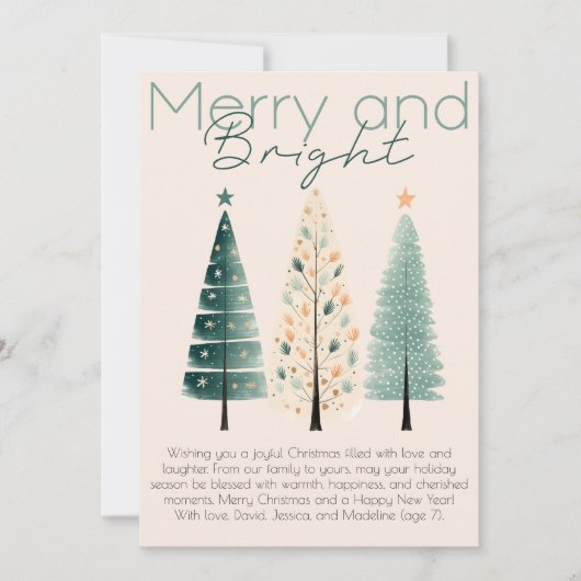 Minimalistische chique boho hand getekende kerstbo feestdagenkaart (Voorkant)