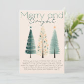 Minimalistische chique boho hand getekende kerstbo feestdagenkaart (Staand voorkant)