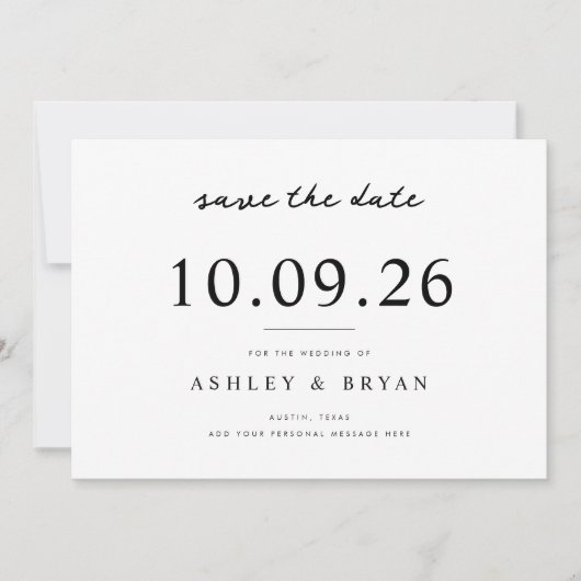 Minimalistische chique bruiloft bewaar de datum save the date (Voorkant)