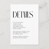 Minimalistische chique bruiloft details informatiekaartje (Voorkant)