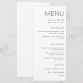 Minimalistische chique bruiloft | Gray Menu (Voorkant / Achterkant)