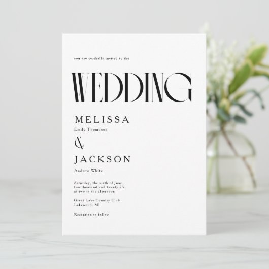 Minimalistische chique bruiloft kaart (Staand voorkant)