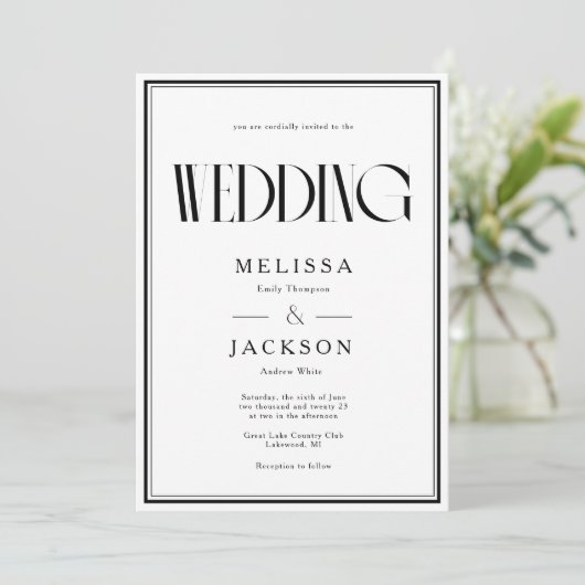 Minimalistische chique bruiloft kaart (Staand voorkant)