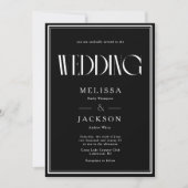 Minimalistische chique bruiloft zwart kaart (Voorkant)