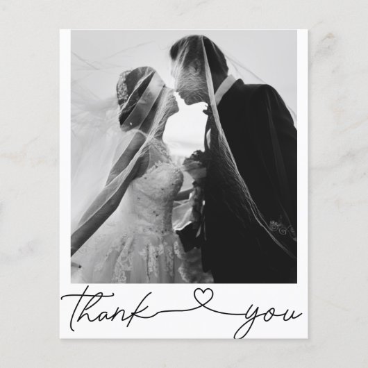 Minimalistische chique budget foto bruiloft dank u (Voorkant)
