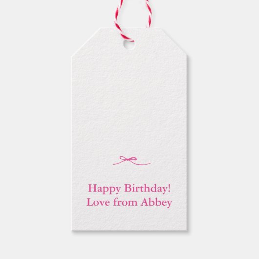 Minimalistische chique eenvoudige hete roze strik cadeaulabel (Voorkant)