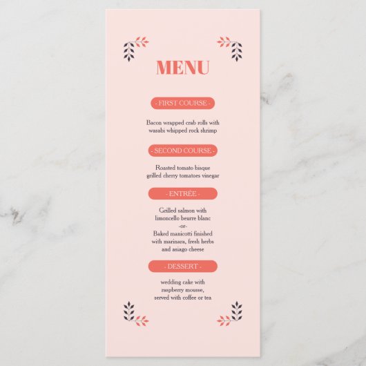 Minimalistische chique esthetische elegante bruilo menu (Voorkant)