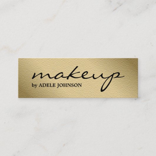 Minimalistische Chique Faux Goud Wit Make-up Artie Mini Visitekaartje (Voorkant)