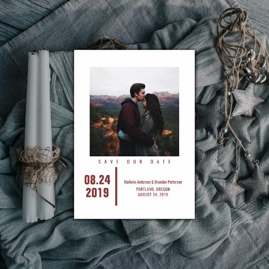 Minimalistische chique foto Bewaar de datum | Bour Save The Date