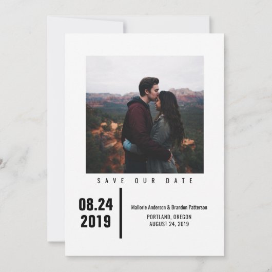 Minimalistische chique foto Bewaar de datum | Zwar Save The Date (Voorkant)