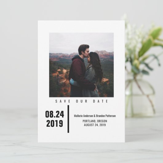 Minimalistische chique foto Bewaar de datum | Zwar Save The Date (Staand voorkant)