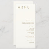 Minimalistische chique goud eenvoudige moderne bru menu (Voorkant / Achterkant)