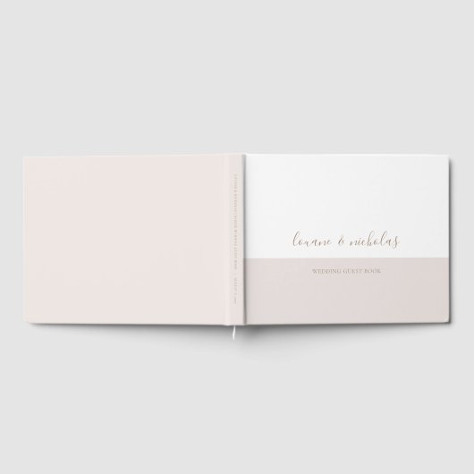 Minimalistische chique goud wit blush elegante bru gastenboek (Volledig)