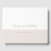 Minimalistische chique goud wit blush elegante bru gastenboek (Voorkant)