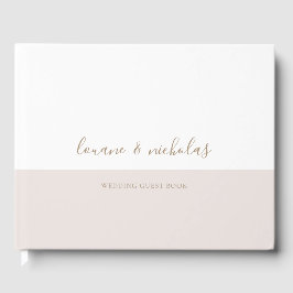Minimalistische chique goud wit blush elegante bru gastenboek