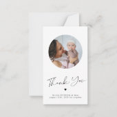 Minimalistische chique MINI SIZE foto baby dank u Notitiekaartje (Voorkant)