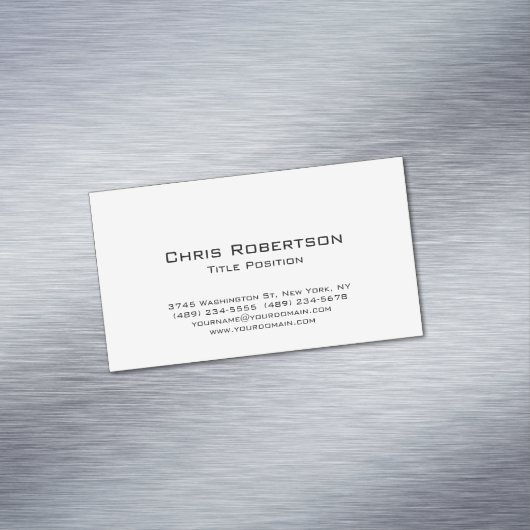 Minimalistische chique modern zwart wit charmant magnetisch visitekaartje (Voorbeeld)