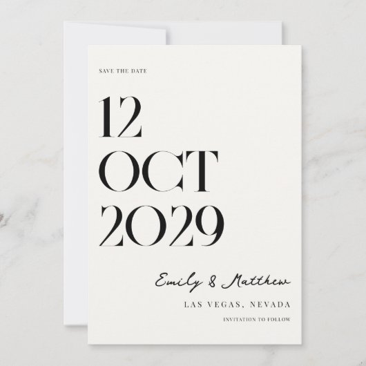 Minimalistische chique moderne bruiloft save the date (Voorkant)