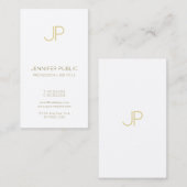 Minimalistische chique monogram trendy goud wit lu visitekaartje (Voorkant / Achterkant)