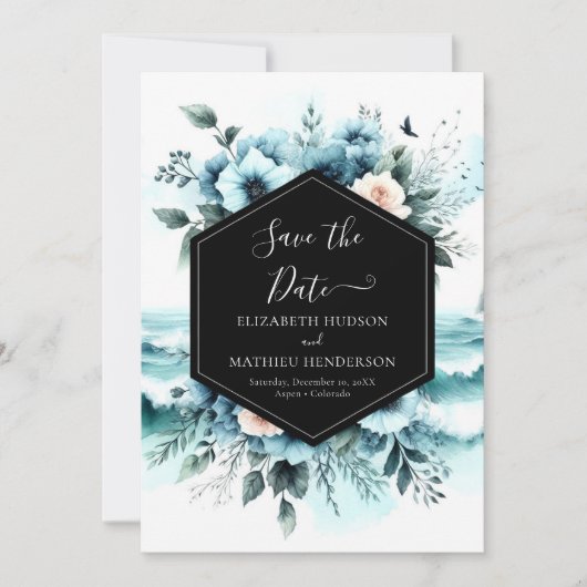 Minimalistische chique nautische bruiloft save the date (Voorkant)