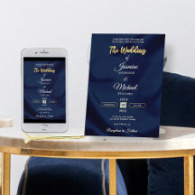 Minimalistische chique navy- en goudkleurige bruil