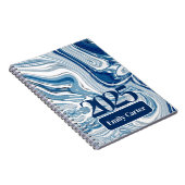 Minimalistische chique oceaangolven Waterverf blau Notitieboek (Rechterzijde)