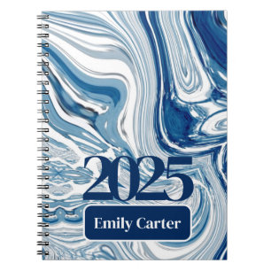 Minimalistische chique oceaangolven Waterverf blau Notitieboek