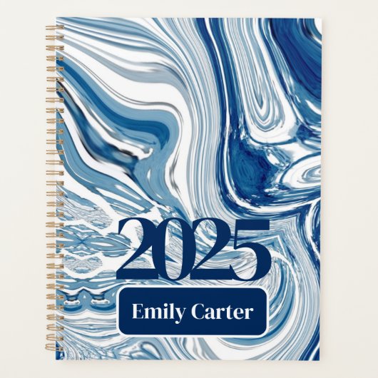 Minimalistische chique oceaangolven Waterverf blau Planner (Voorkant)
