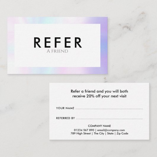 Minimalistische chique parelrand aanbevelingskaartje (Voorkant / Achterkant)