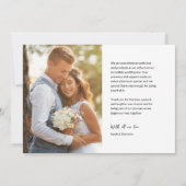 Minimalistische chique script budget bruiloft foto kaart (Achterkant)