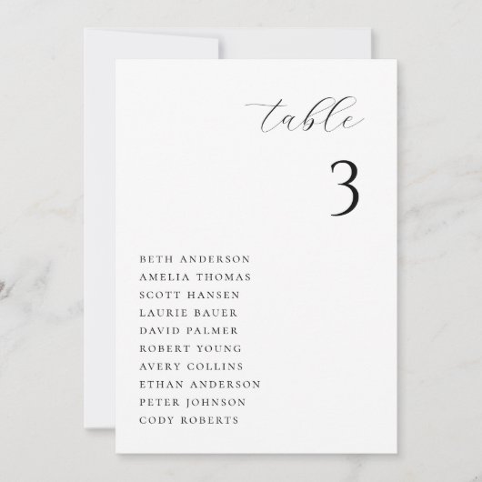 Minimalistische chique trouwtafel zittende Kaart (Voorkant)
