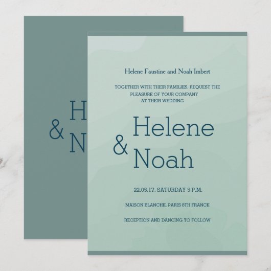 Minimalistische chique turquoise blauw waterverf b kaart (Voorkant / Achterkant)