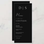 Minimalistische chique zwart-wit bruiloft menu (Voorkant / Achterkant)
